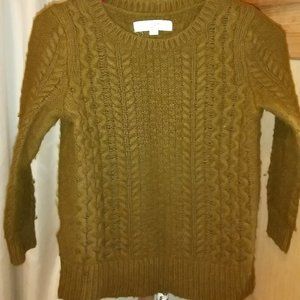 LOFT GREEN WOOL CABLE SWEATER